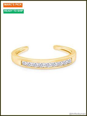Adjustable Toe Ring for Women 10k Yellow Gold Round White Cubic Zirconia